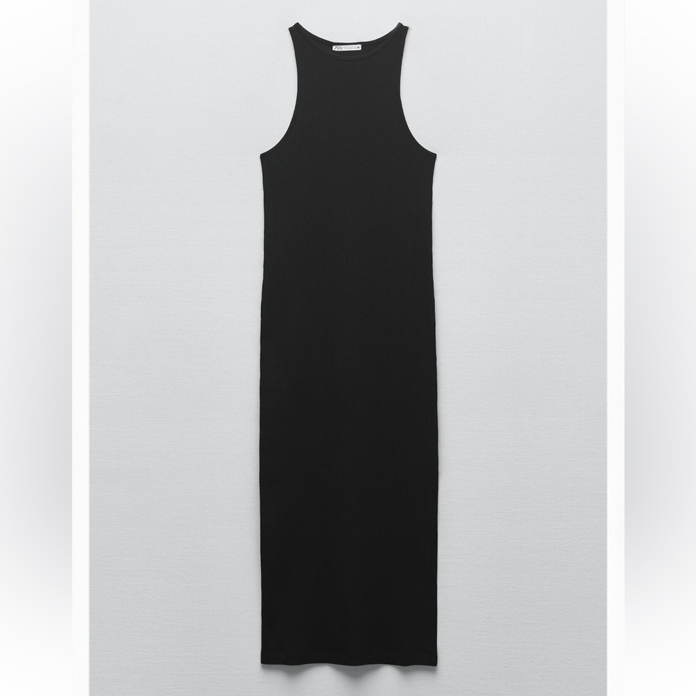 ZARA Black Rib Halter Dress Size Small